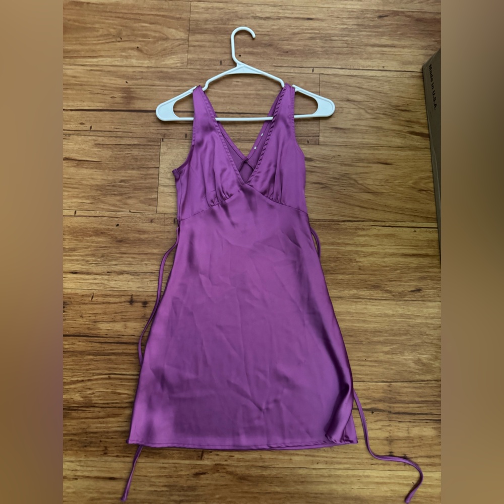 Purple satin dress!